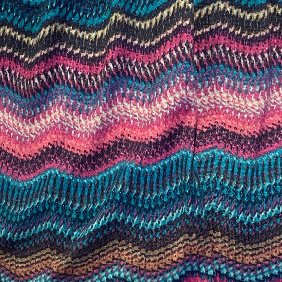 Cute colorful comfy Chevron stripe print dress sz L denim top shirt blue purple - Picture 10 of 16